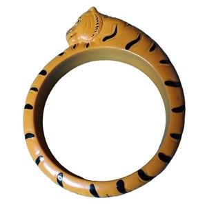 Tiger Hand painted Bangle Bracelet Fashion  Orange Big Cat chunky statement